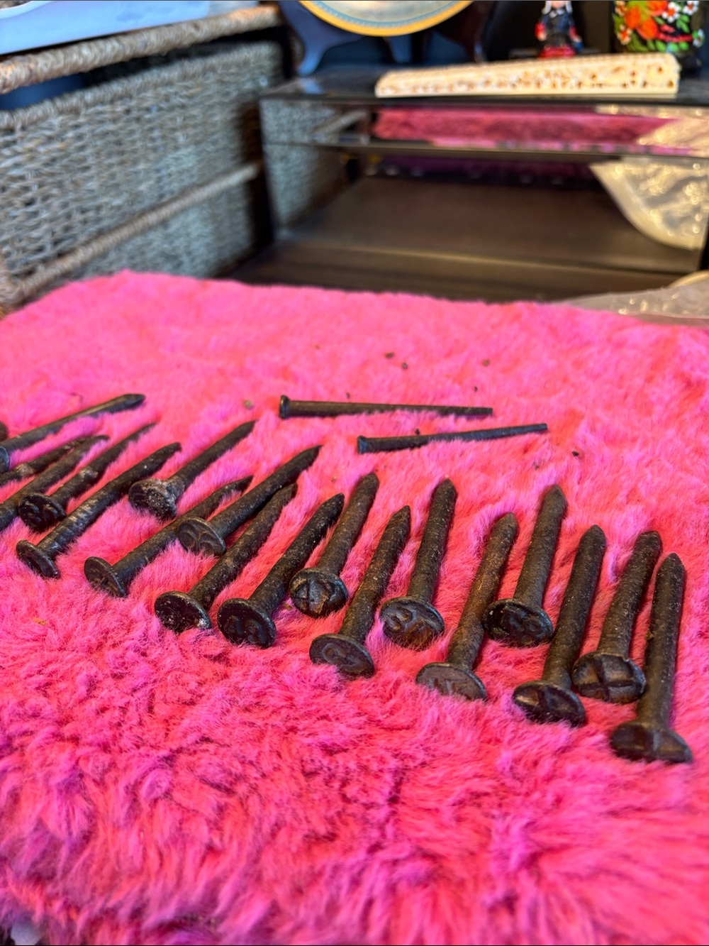 VINTAGE railroad tie date nails, specifically used to mark when a railway